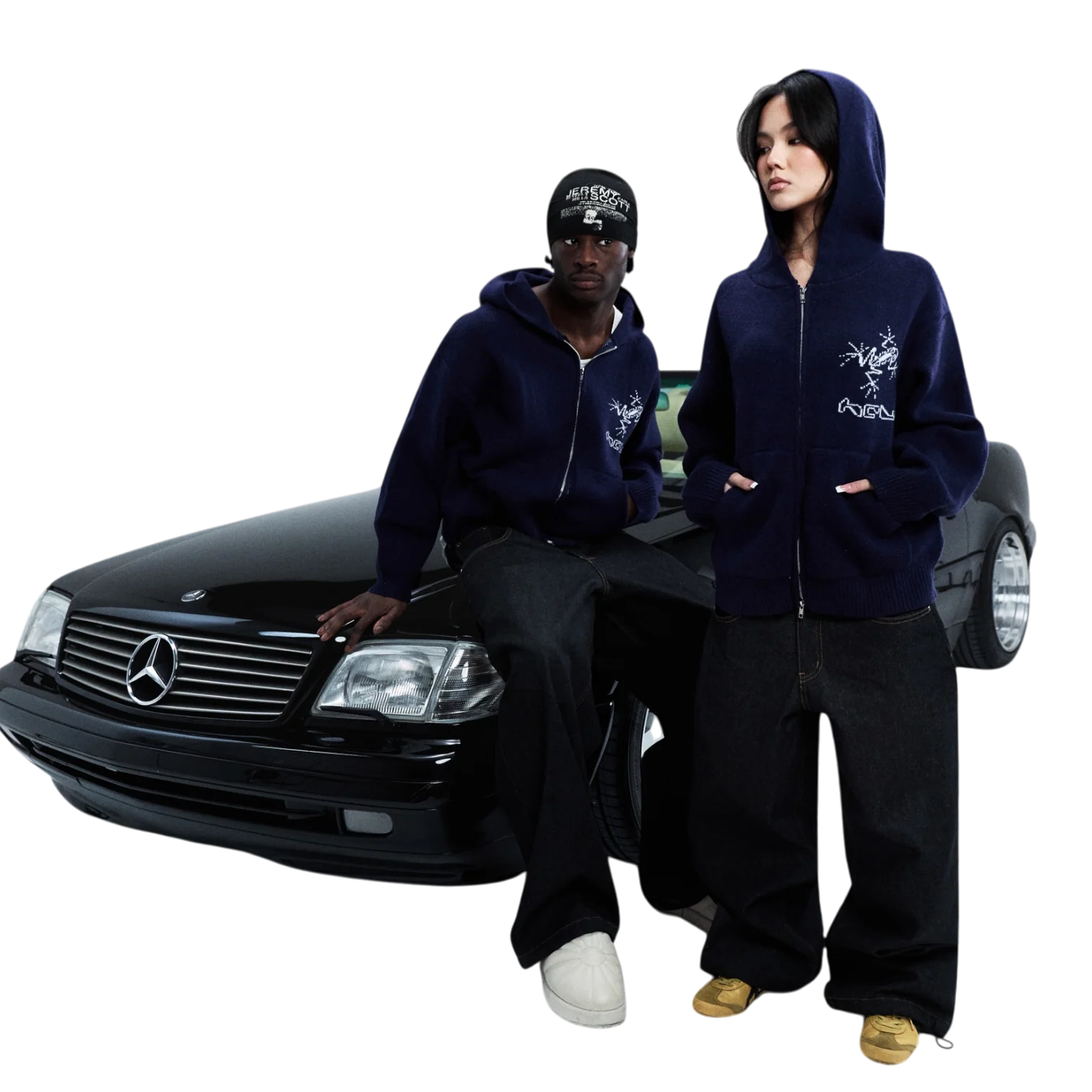 KNIT FROG HOODIE (NAVY) - Image 2