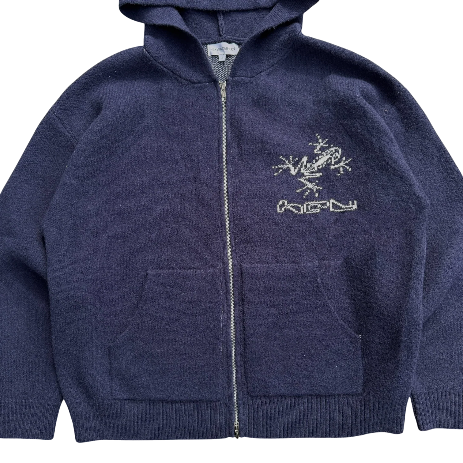 KNIT FROG HOODIE (NAVY) - Image 4