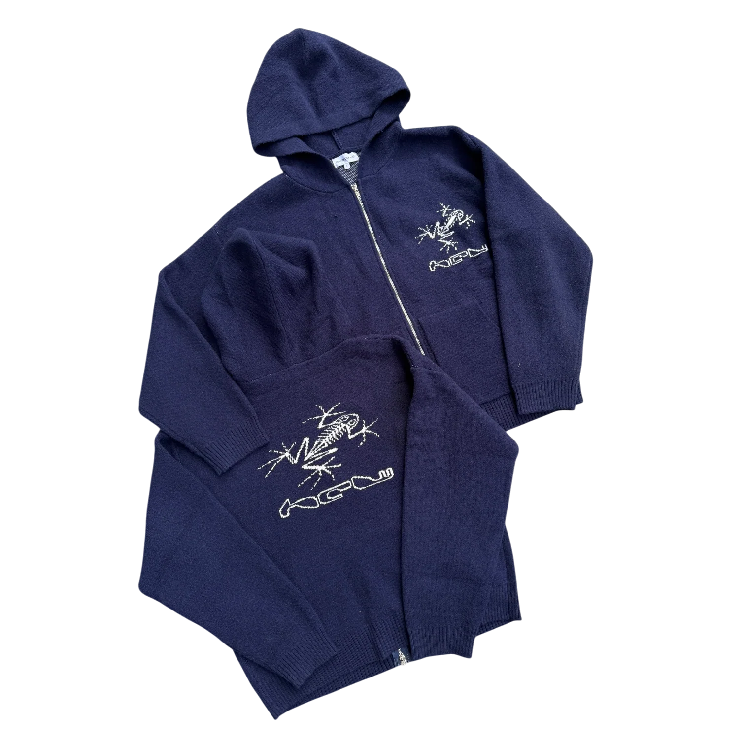 KNIT FROG HOODIE (NAVY) - Image 5