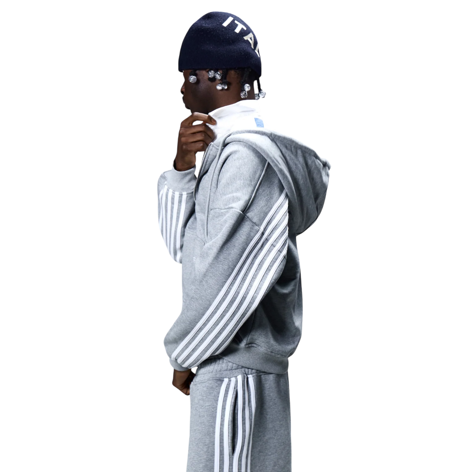 V2 SPIKE HOODIE (GREY/WHITE) - Image 5