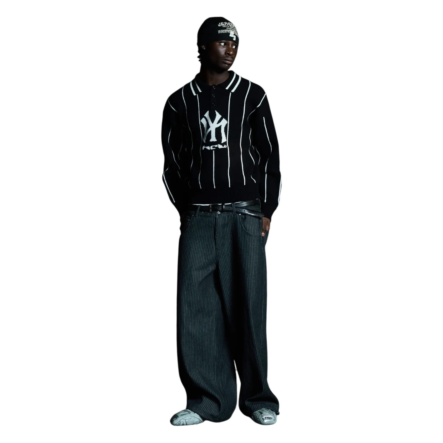 STRIPED KNIT POLO (BLACK) - Image 7