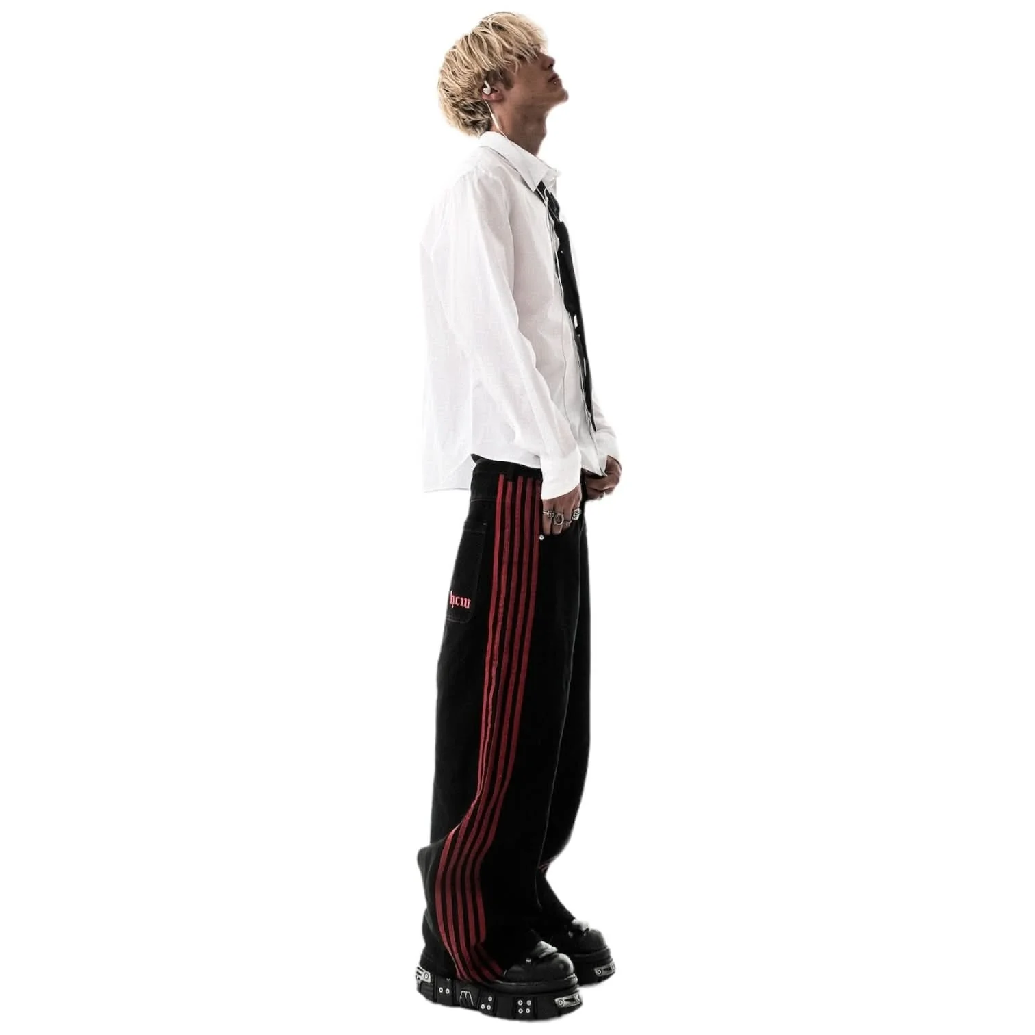 TRACK JEANS (BLACK/RED) - Image 10
