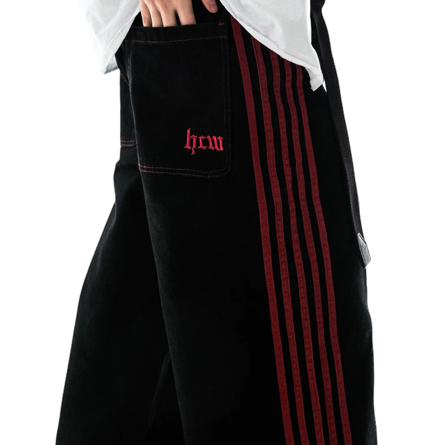 TRACK JEANS (BLACK/RED) - Image 11