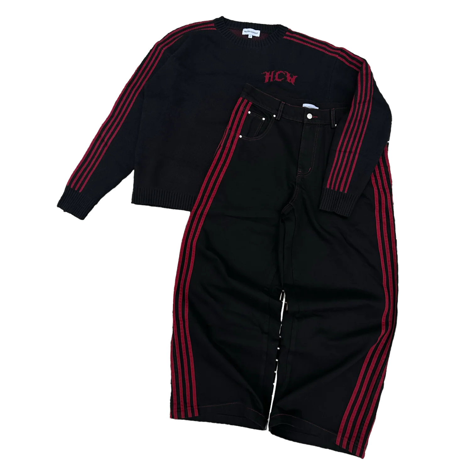 TRACK JEANS (BLACK/RED) - Image 4