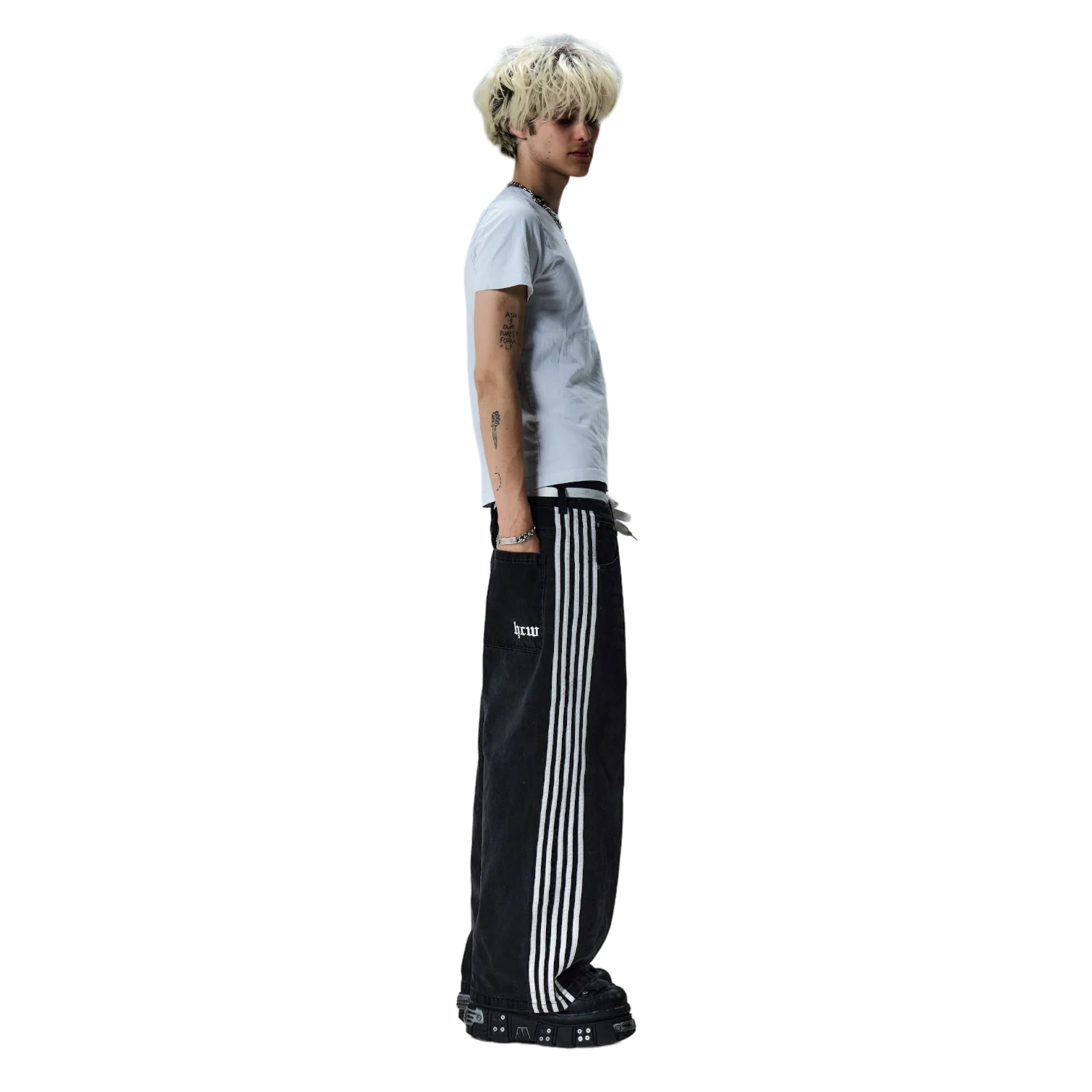 TRACK JEANS (BLACK/WHITE) - Image 7