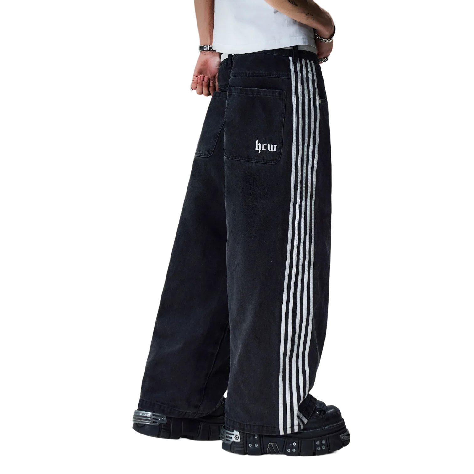 TRACK JEANS (BLACK/WHITE) - Image 8