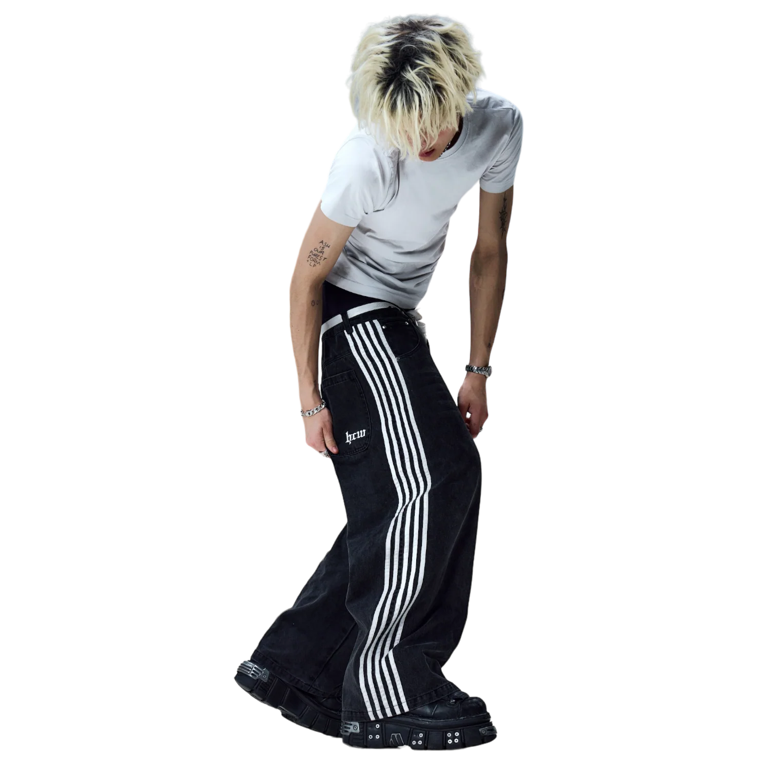 TRACK JEANS (BLACK/WHITE) - Image 9