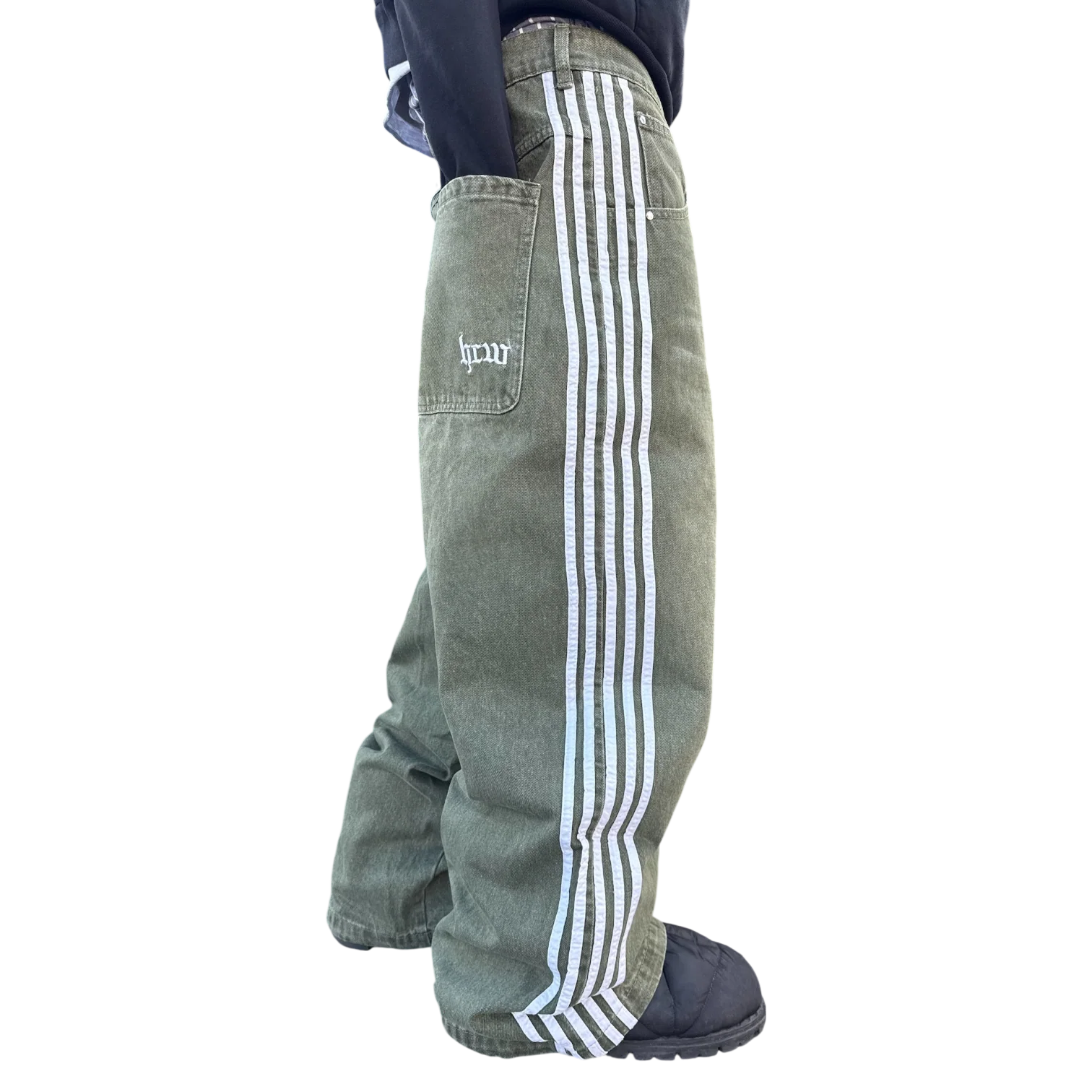 TRACK JEANS (GREEN/WHITE) - Image 2