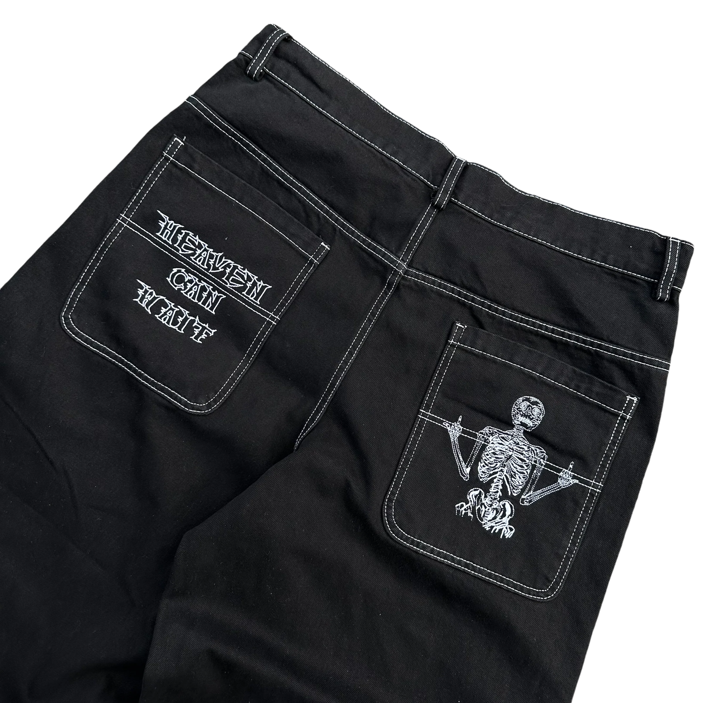 V2 SKULL JEANS (BLACK/WHITE) - Image 4